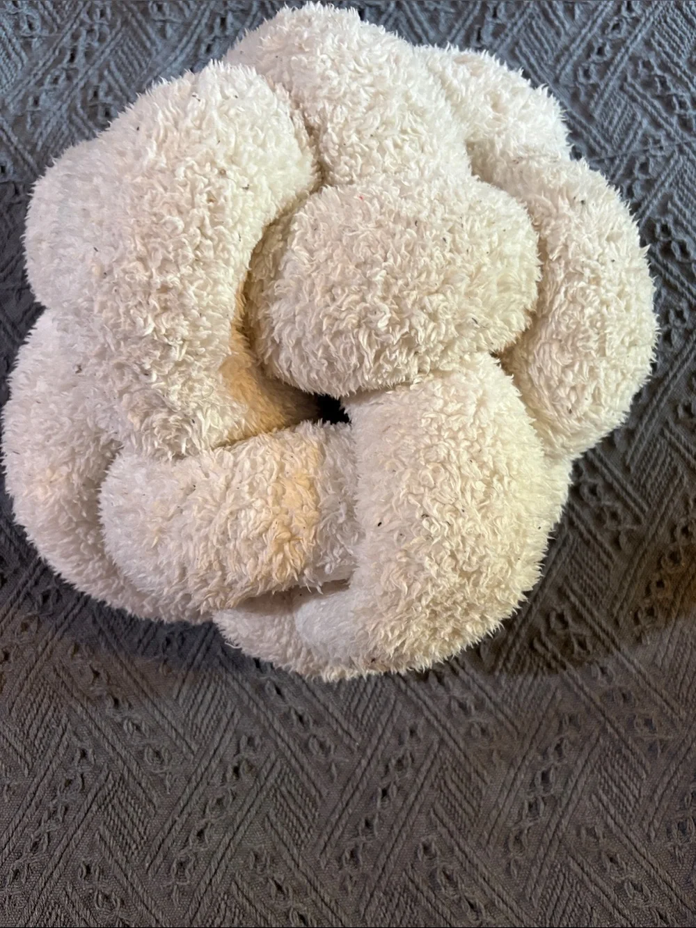 Plush Cream Knot Accent Pillow - Cozy Decorative Throw Pillow